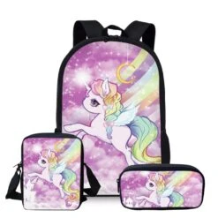Cute Cartoon Unicorn School Bag Set For Teenager Student