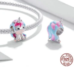 925 Sterling Silver Rainbow Unicorn Pony Charm Pendant -Unicorn Fashion 0 2883e7