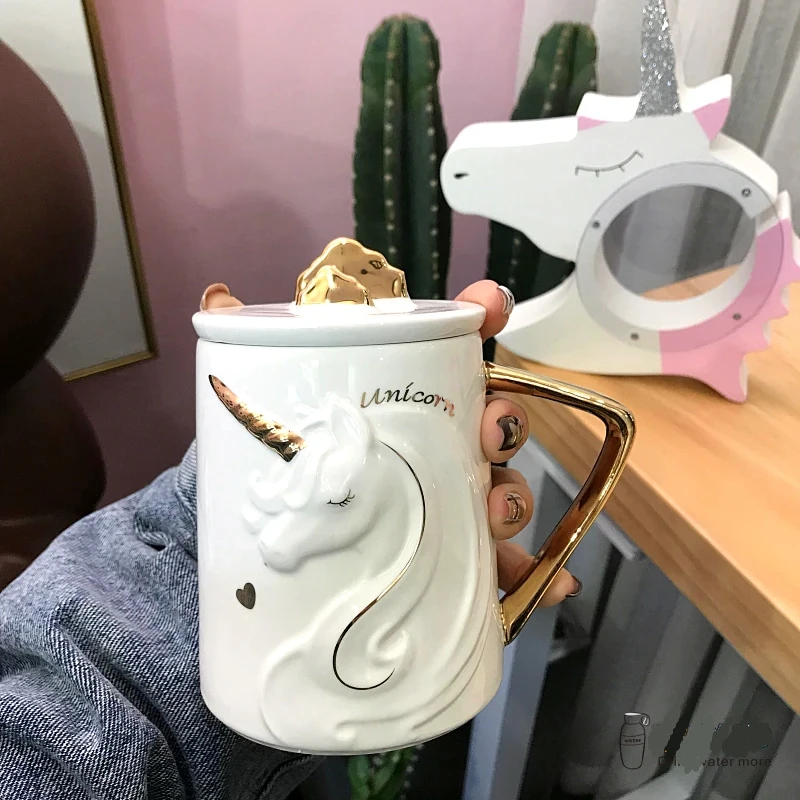 340ML Unicorn Mug With Lid Spoon 6 340ML Unicorn Mug With Lid Spoon - Image 4