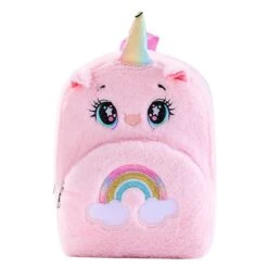 Furry Plush Rainbow Unicorn Winter Backpack For Kids -Unicorn Fashion 0 57a0cb