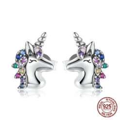925 Sterling Silver Unicorn Pony Earrings For Women