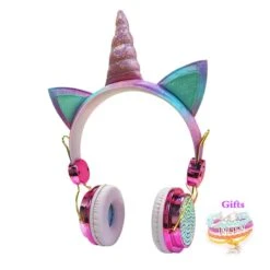 Cute Bling-Bling Unicorn Wired Headphone With Microphone