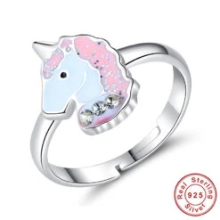 925 Sterling Silver Unicorn Adjustable Ring