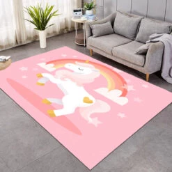 Pink Unicorn Rug For Girls Room