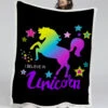 I Believe In Unicorn Sherpa Fleece Blanket -Unicorn Fashion 1