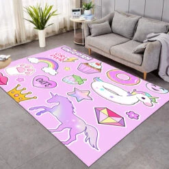 Pink Unicorn Area Rug For Kids Room