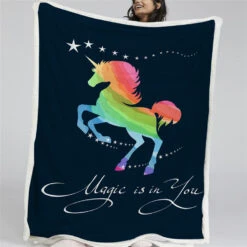 Kawaii Unicorn Face Hooded Blanket