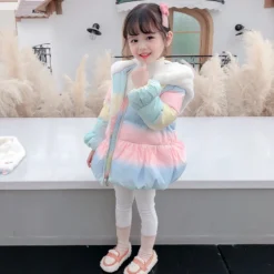 Winter Unicorn Lightweight Water-Resistant Jacket -Unicorn Fashion 1 7 Years Girls Winter Cotton Padded Jacket 2021 New Winter Fashion Unicorn Medium Long Warm 1