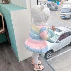 Winter Unicorn Lightweight Water-Resistant Jacket -Unicorn Fashion 1 7 Years Girls Winter Cotton Padded Jacket 2021 New Winter Fashion Unicorn Medium Long Warm 2