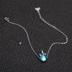 Silver Simple Moonstone Unicorn Bracelets -Unicorn Fashion 100 Authentic 925 Sterling Silver Simple Moonstone Charm Bracelets Cute Rainbow Unicorn Bracelets Bangles For Women 3