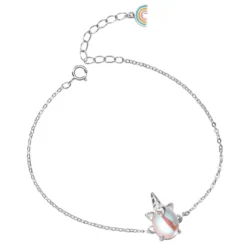 Silver Simple Moonstone Unicorn Bracelets -Unicorn Fashion 100 Authentic 925 Sterling Silver Simple Moonstone Charm Bracelets Cute Rainbow Unicorn Bracelets Bangles For Women 4