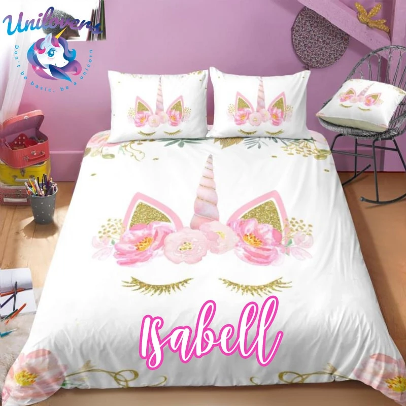 Personalized Custom Dreaming Unicorn Eyelashes Bedding Set 3 Personalized Custom Dreaming Unicorn Eyelashes Bedding Set