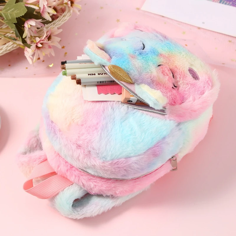 Kids Mini Fluffy Unicorn Backpack To School For Girls 6 Kids Mini Fluffy Unicorn Backpack To School For Girls - Image 4