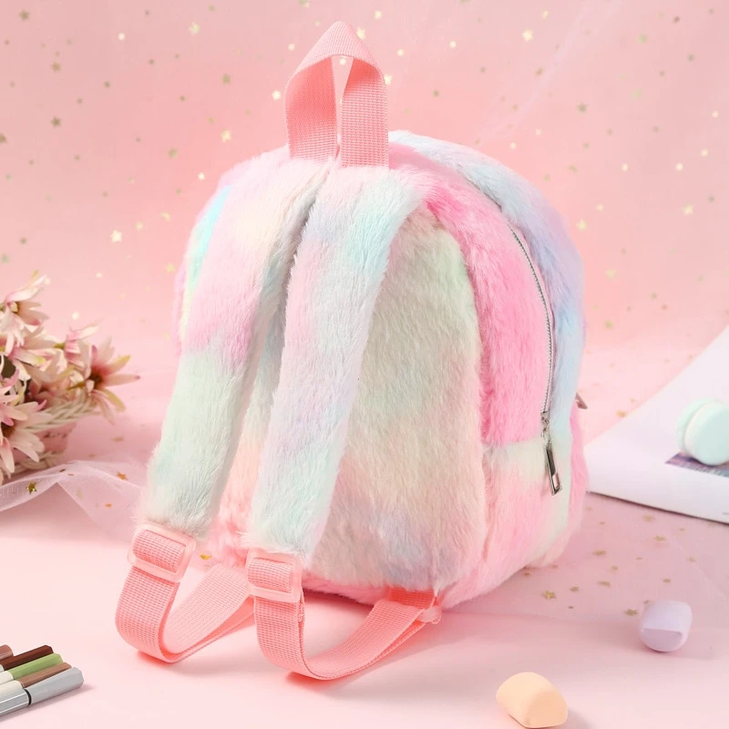 Kids Mini Fluffy Unicorn Backpack To School For Girls 8 Kids Mini Fluffy Unicorn Backpack To School For Girls - Image 6