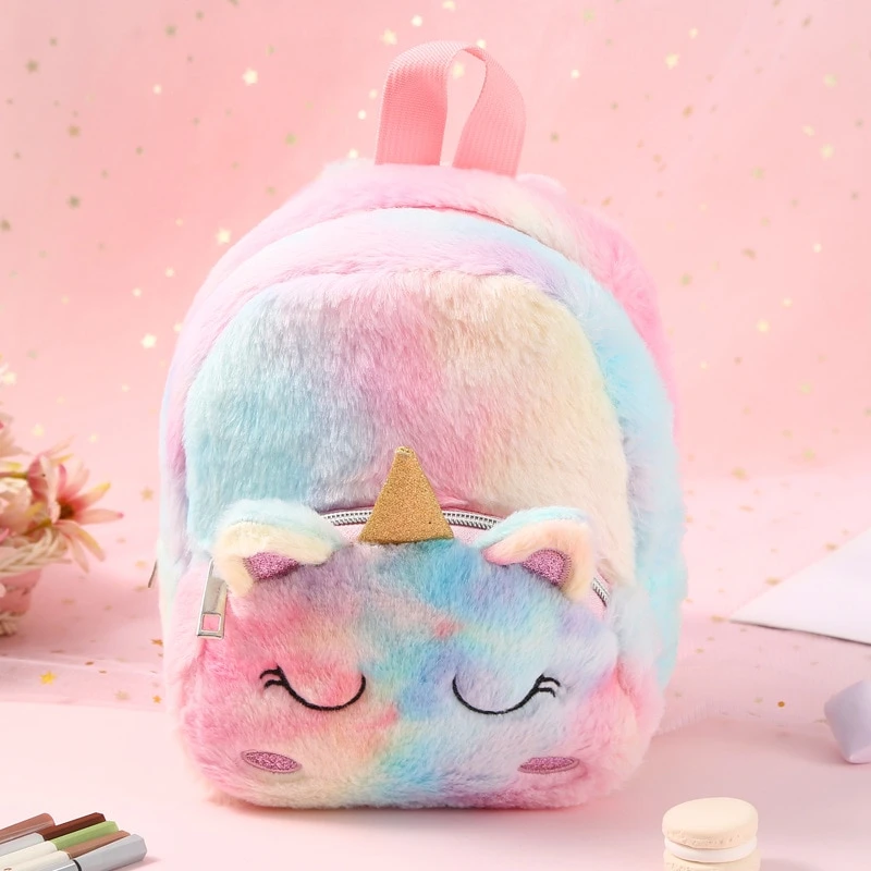 Kids Mini Fluffy Unicorn Backpack To School For Girls 4 Kids Mini Fluffy Unicorn Backpack To School For Girls - Image 2