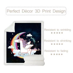 Unicorn Jump Over The Moon Fleece Blanket -Unicorn Fashion 191