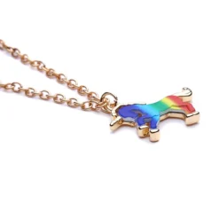 Trendy Colorful Unicorn Shape Pendant Necklace Jewelry -Unicorn Fashion 1PC Trendy Alloy Pendant Necklace Colorful Unicorn Shape Pendant Necklace Simple Jewelry For Women Jewelry Clavicle 2