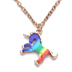 Trendy Colorful Unicorn Shape Pendant Necklace Jewelry