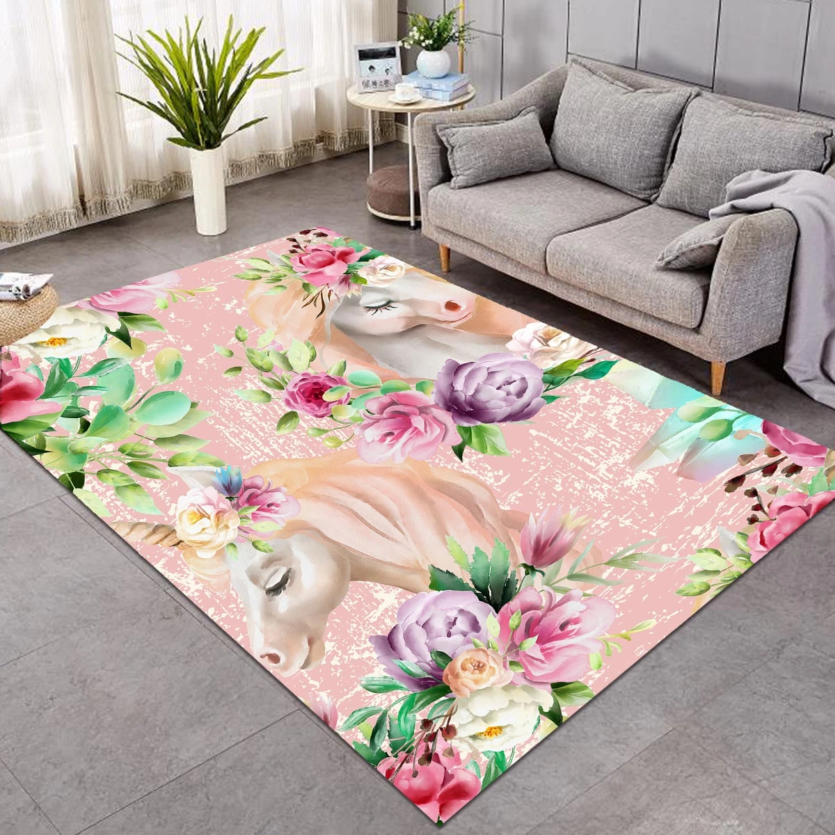 Floral Unicorn Carpet, Area Rug, Large Floor Mat For Living Room Bedroom Playroom 3 Floral Unicorn Carpet, Area Rug, Large Floor Mat For Living Room Bedroom Playroom
