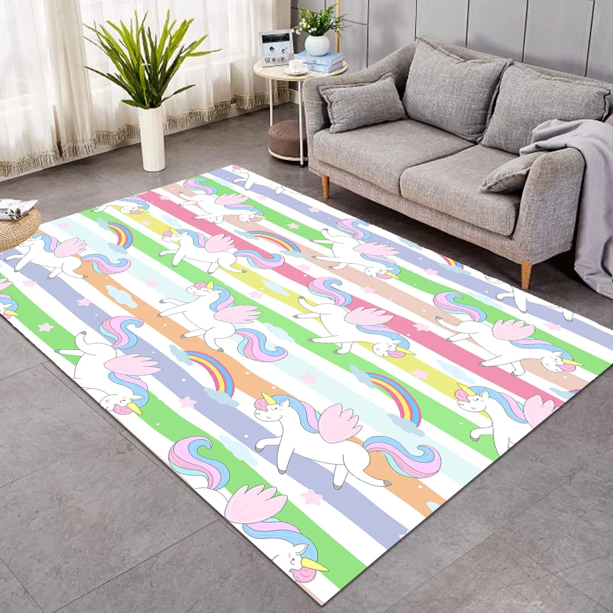 Cute Unicorns Stripe SW1566 Carpet, Area Rug, Large Floor Mat For Living Room Bedroom Playroom 3 Cute Unicorns Stripe SW1566 Carpet, Area Rug, Large Floor Mat For Living Room Bedroom Playroom