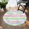 Rainbow Unicorn SW1566 Round Carpet, Cute Kids Playroom Mat, Bedroom Circle Rug