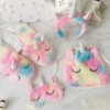 Tie-Dye Sleeping Unicorn Wear (Eye Mask Drawstring Bag Hair Hoop And Slippers) 1 Tie-Dye Sleeping Unicorn Wear (Eye Mask Drawstring Bag Hair Hoop And Slippers) -Unicorn Fashion 1pc Unicorn Eye Mask Plush Toys Stuffed Toys Unicorn drawstring bag Hair hoop Decor Girls Gifts
