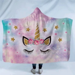 Bling Bling Unicorn Lash Hooded Blanket