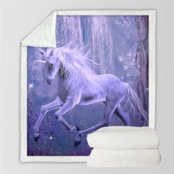 3D Purple Unicorn Sherpa Fleece Blanket