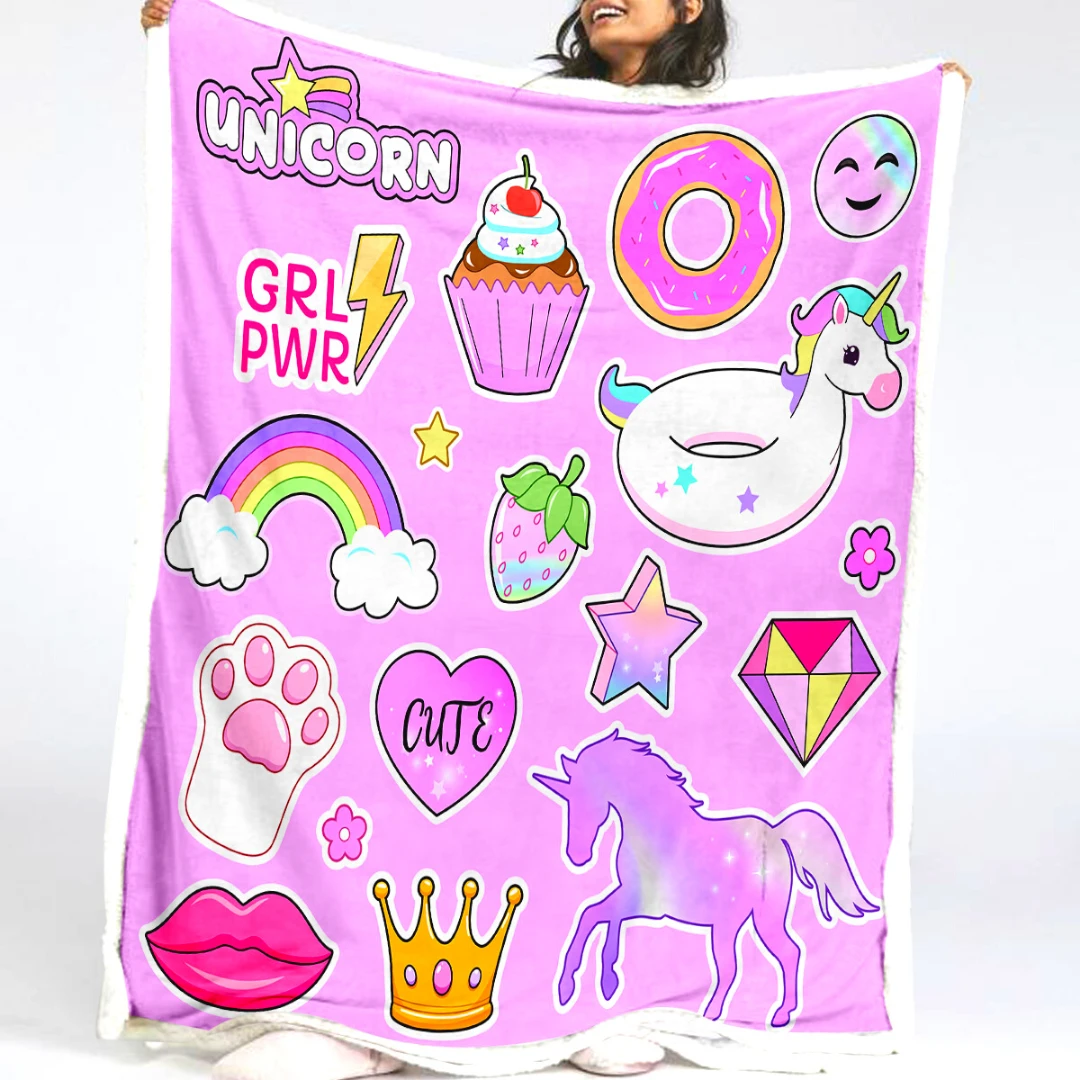 Power GIrl Unicorn Fluffy Fleece Blanket 3 Power GIrl Unicorn Fluffy Fleece Blanket