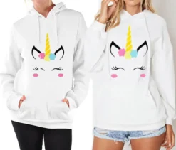 Sweet Unicorn Printed Hoodie Long Sleeve Pull Pocket -Unicorn Fashion 2017 autumn women ladies girl sweet unicorn printed hoodie sweatshirt long sleeve pull pocket licorne harajuku 2