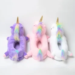 Led Light Unicorn Slippers -Unicorn Fashion 2018 Winter lovely Home Slippers Chausson Licorne White Shoes Women unicorn slippers animals pantuflas unicornio pantoufle 4