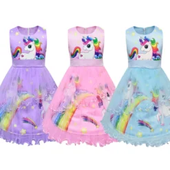 Sleeveless Unicorn Princess Party Dresses -Unicorn Fashion 2019 NEW Summer Kids Baby Girls clothes Princess sleeveless Geometry Toddler cotton casual unicorn Party Dresses 1