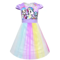 Sleeveless Unicorn Princess Party Dresses -Unicorn Fashion 2019 NEW Summer Kids Baby Girls clothes Princess sleeveless Geometry Toddler cotton casual unicorn Party Dresses 3