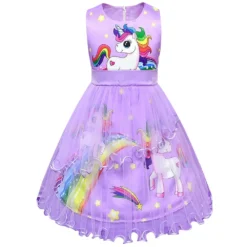 Sleeveless Unicorn Princess Party Dresses -Unicorn Fashion 2019 NEW Summer Kids Baby Girls clothes Princess sleeveless Geometry Toddler cotton casual unicorn Party Dresses 5