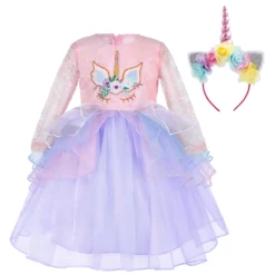 Children Unicorn Dress Headband Outfit -Unicorn Fashion 2019 New Fashion Children Dress Headband Outfit 2pcs Set Flower Girls Dress Unicorn Party Costume Birthday 3