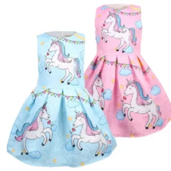 Princess Unicorn Print Dress -Unicorn Fashion 2019 New Spring and Summer My Princess Girl Print Dress Rainbow Pony Birthday Party Vestidos Dress 4