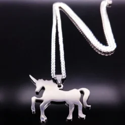 Unicorn Stainless Steel Necklace 10 Unicorn Stainless Steel Necklace -Unicorn Fashion 2019 Unicorn Stainless Steel Necklace Jewerly Silver Color Long Necklaces Pendants Jewelry joyas acero inoxidable mujer 1