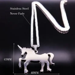 Unicorn Stainless Steel Necklace 11 Unicorn Stainless Steel Necklace -Unicorn Fashion 2019 Unicorn Stainless Steel Necklace Jewerly Silver Color Long Necklaces Pendants Jewelry joyas acero inoxidable mujer 2