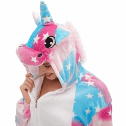 Pink Blue Unicorn Costume Onesie For Women -Unicorn Fashion 21