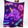 Neon Unicorn Fleece Throw Blanket 1 Neon Unicorn Fleece Throw Blanket -Unicorn Fashion 23 2