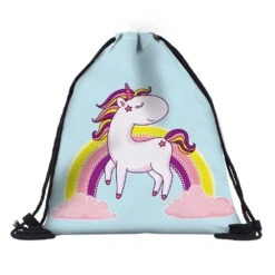 3D Unicorn Fashion Printed Drawstring Bags For Girls