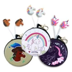 Cute Cartoon Unicorn Wired Earphones With Mic