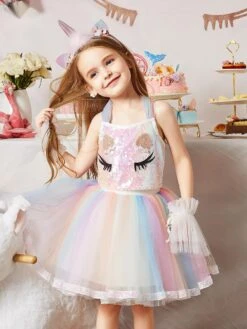 Unicorn Princess Tutu Rainbow Sequin Dress -Unicorn Fashion 264539 jmsb0k