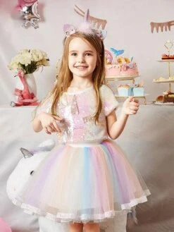 Unicorn Princess Tutu Rainbow Sequin Dress -Unicorn Fashion 264539 viq8fr