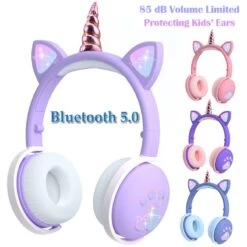Unicorns Kids Bluetooth Led Headphones