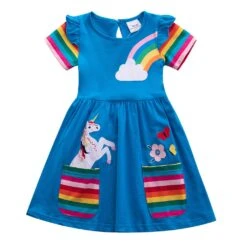 Girl Short-sleeved Unicorn Dress -Unicorn Fashion 267061 merjl9