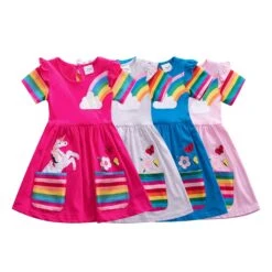 Girl Short-sleeved Unicorn Dress -Unicorn Fashion 267061 tfitm6