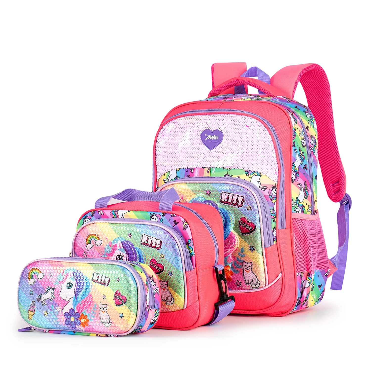 Rainbow Sequin Unicorn School Bag 3 Rainbow Sequin Unicorn School Bag