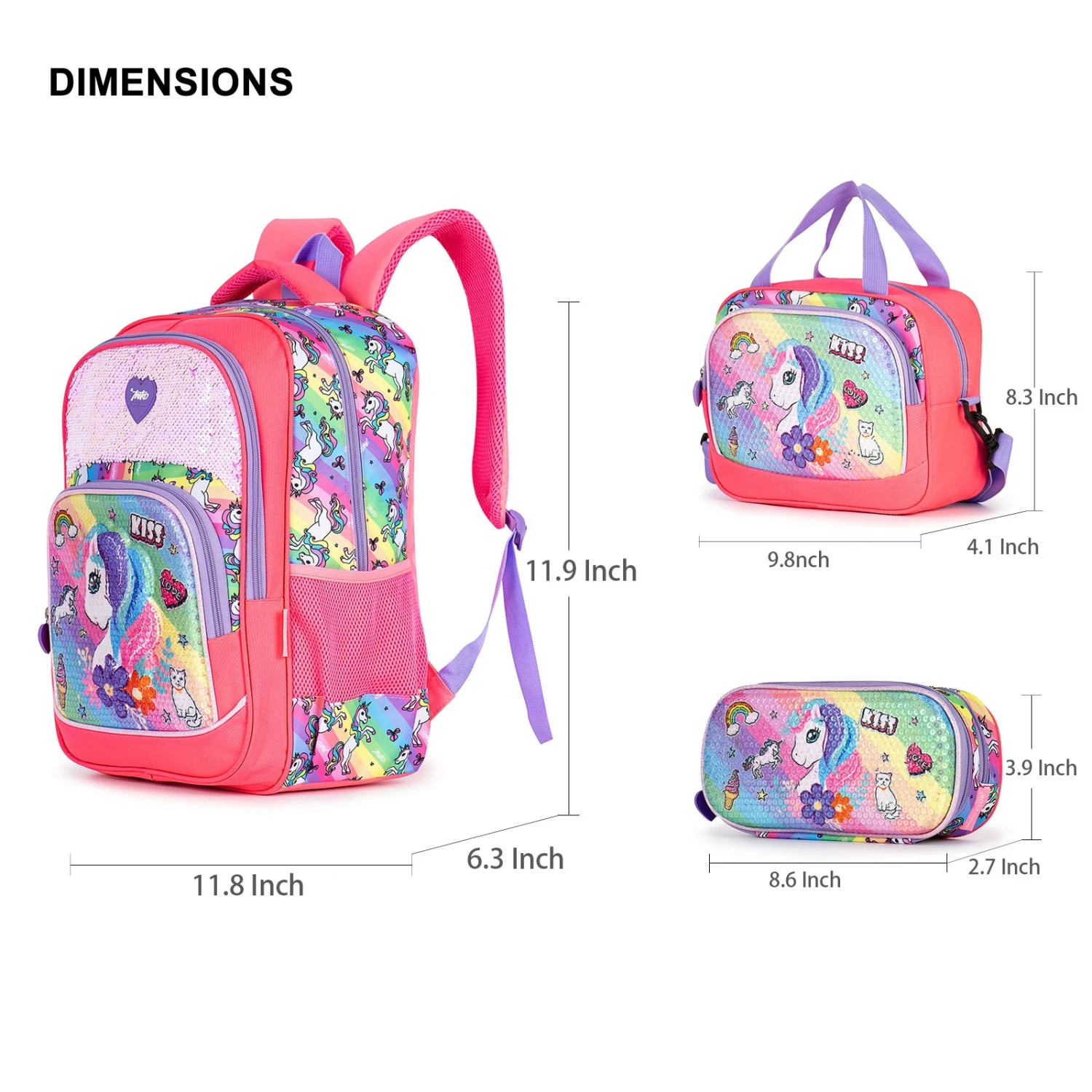 Rainbow Sequin Unicorn School Bag 8 Rainbow Sequin Unicorn School Bag - Image 6