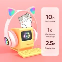 Cute LED Cat Ears Bluetooth Wireless Headphones With Microphone -Unicorn Fashion 267364 tsn4nl